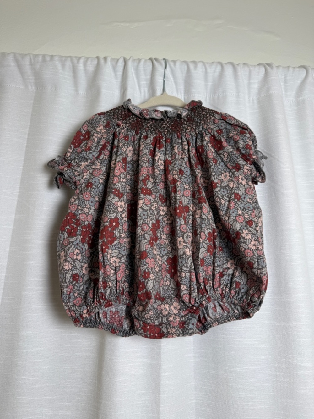 Noralee Floral Smocked Bubble Romper Baby Girl Boutique Outfit | Size 6M - Picture 4 of 13